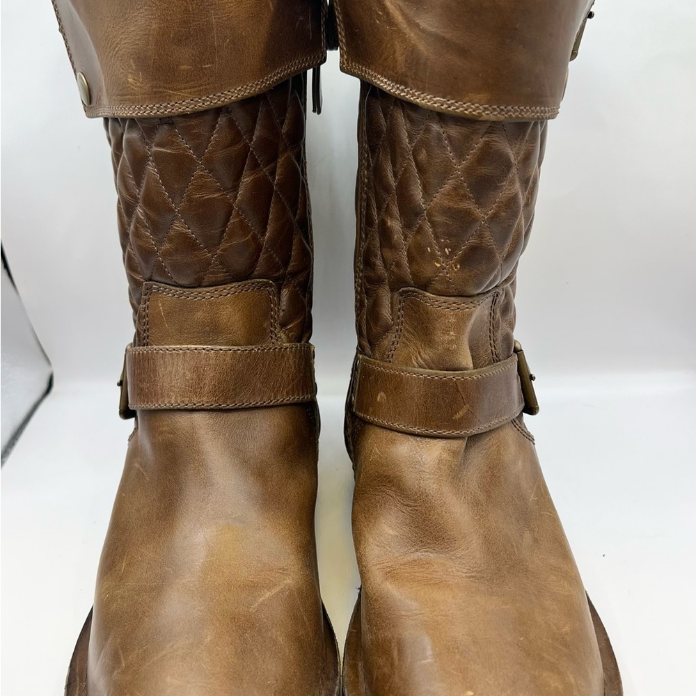 UGG Brown Leather Quilted Boots